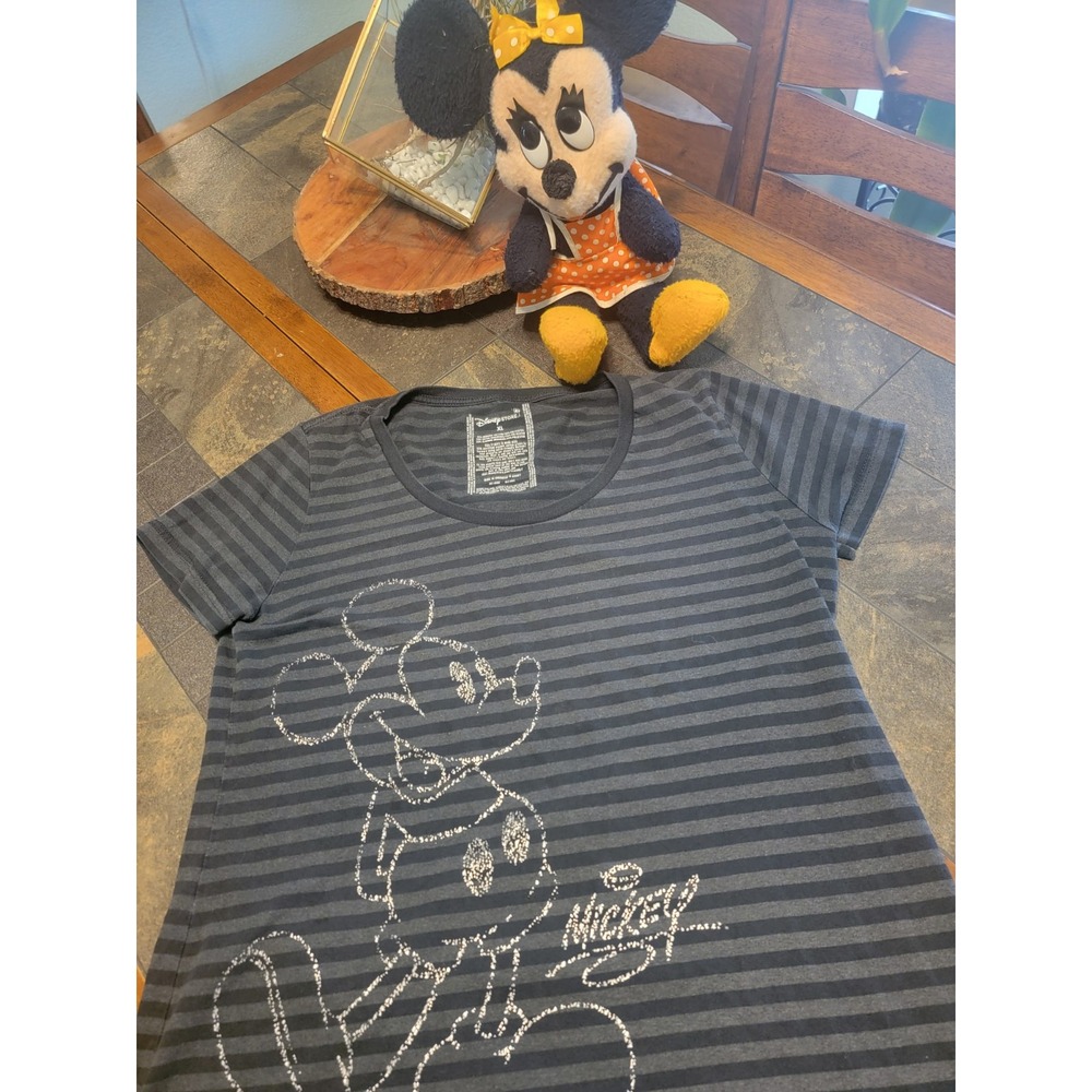 Y2K Disney Store Signature Mickey women's Short Sleeve Striped Top XL